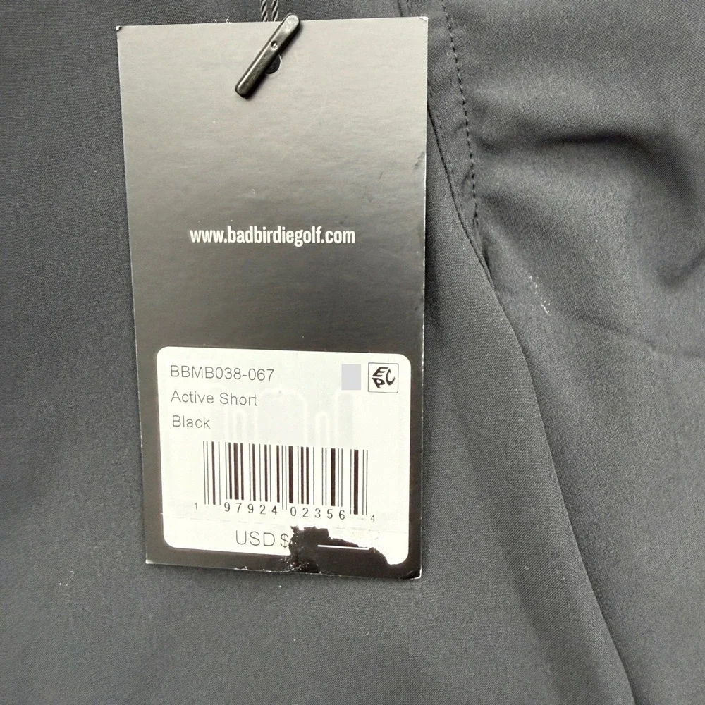 Bad Birdie Golf Active Short Men's XXL Black Elastic Waist Drawstring Logo